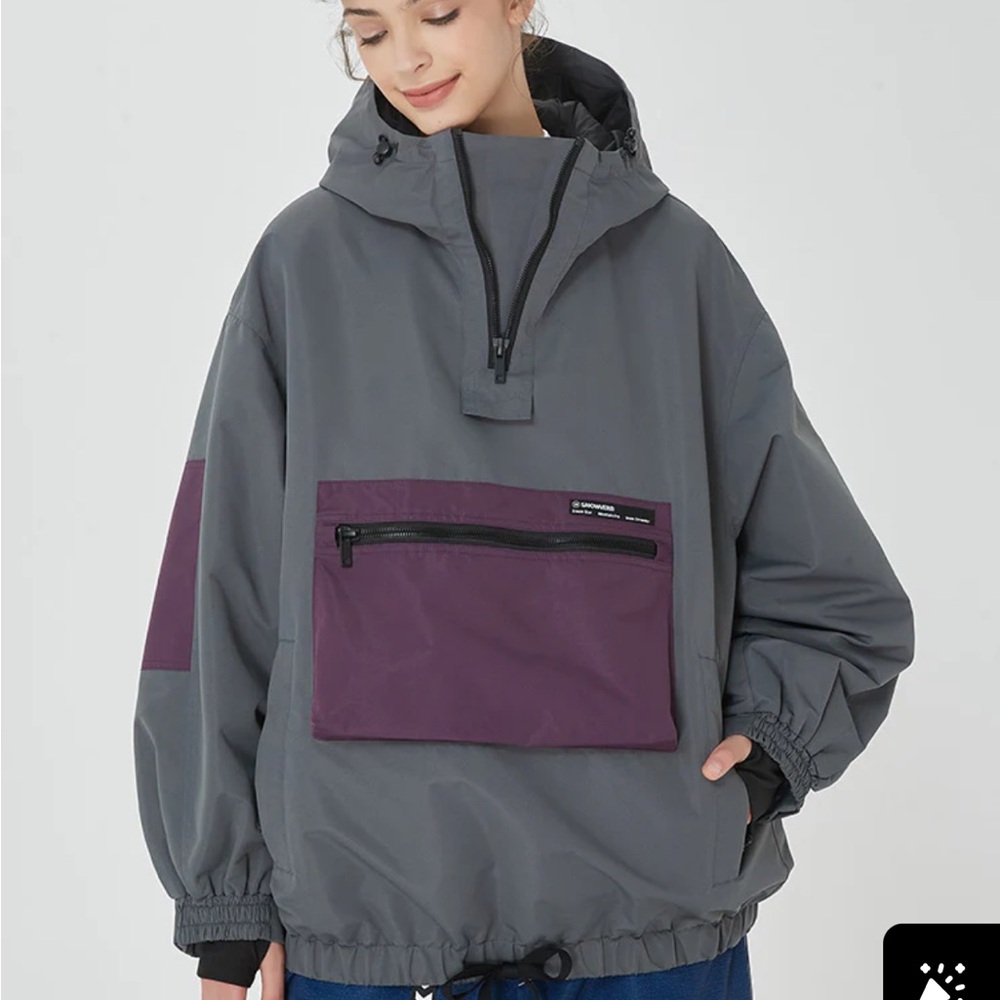 Women's Winter Bomber Baggy Snowboard Jacket Big Cargo Pocket Snow Coat